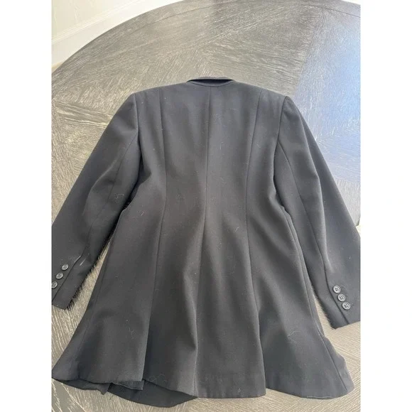 Vintage 80s Norma Kamali Blazer Long Jacket Flared Hem Mini Dress Black 10 8 - Picture 4 of 4